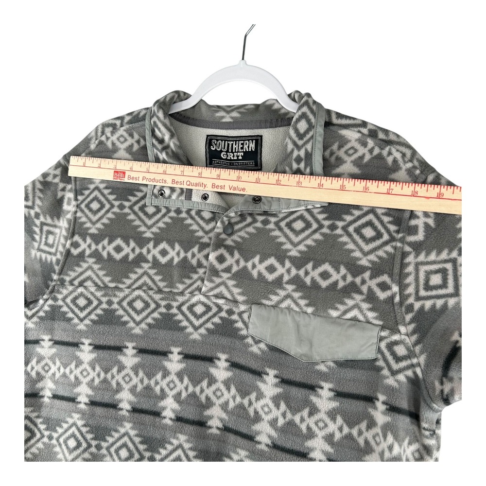 Southern Grit Pullover Fleece Aztec Geometric Navajo Western Gray Mens Medium - Picture 2 of 10